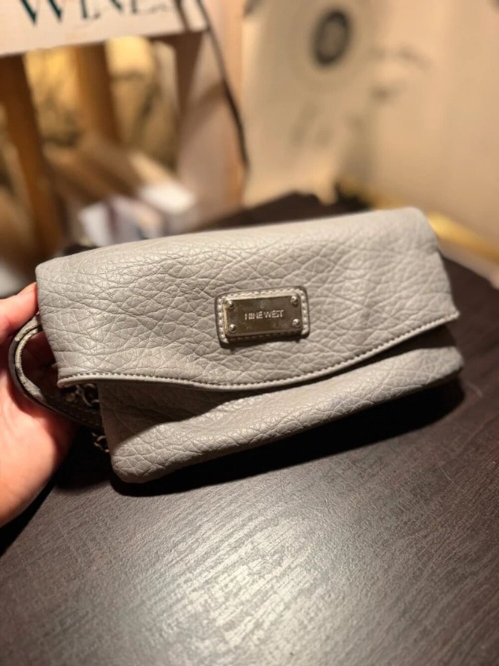Grey Nine West Crossbody Clutch Nappy Bag Purse